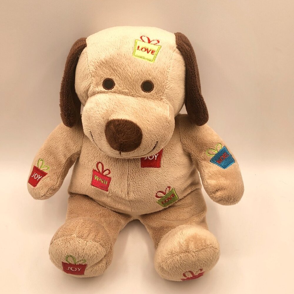 Dan Dee Puppy Dog Plush Stuff Animal Brown Christmas Presents Wish Joy Love Noel